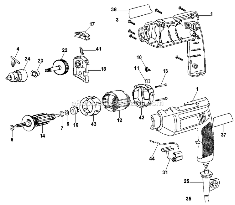 Black and Decker PF200-AR (Type 1) 3/8 Hammer Drill Power Tool Page A Diagram